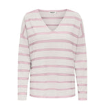 ONLY ONLAMALIO Knitted pullover in Rose/ Rose Smoke Stripe