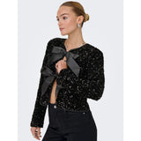 ONLY ONLANIKA Sequins Bow Top In Black