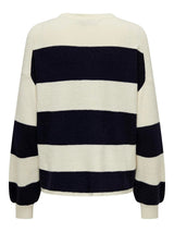 ONLY Onlatia Long Sleeve Stripe Knitted Pullover in Black/Whitecap Gray