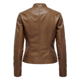 ONLY Onlbandit Faux Leather Jacket in Brown/Cognac