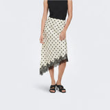 ONLY ONLBELLA  Slanted Satin Lace Skirt In Cloud Dancer