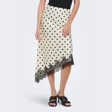 ONLY ONLBELLA Slanted Satin Lace Skirt In Clouse Dancer