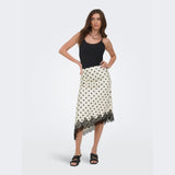 ONLY ONLBELLA Slanted Satin Lace Skirt In Clouse Dancer