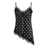 ONLY ONLBELLA Strap Satin Lace Top In Black White Dot