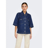 ONLY ONLBELLE Denim Shirt In Dark Blue Denim