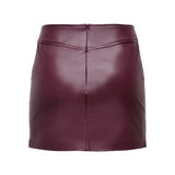 ONLY ONLBITTEN Faux Leather Mini Skirt In Fig