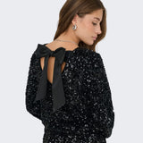 ONLY ONLCONFIDENCE LS Sequin Bow Top In Black