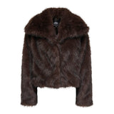 ONLY ONLDAWN Synthetic Fur Jacket In Chocolate Torte