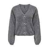 ONLY ONLDONNA BOW Knitted Pullover In Grey