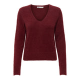ONLY ONLELLA V Neck Knit In Cabernet
