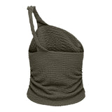 ONLY ONLERIKKA Assymetric Crinkle Top In Smokey Olive