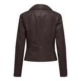 ONLY ONLGEMMA Faux Leather Biker Jacket In Chocolate