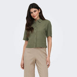 ONLY ONLGOA Linen Shirt In Smokey Olive
