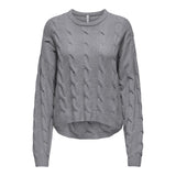 ONLY ONLJEANETT Cable Knit Medium In Grey Melange