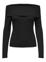 ONLY Onlkatia Long Sleeve Off The Shoulder Knit Top in Black