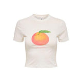 ONLY ONLKELLY LIFE Cloud Dancer Peach T-shirt In White