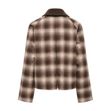 ONLY ONLKINE Checked Corduroy Jacket In Chocolate Martini