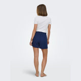 ONLY ONLLEONI Seersucker Pull Up Shorts In Indigo