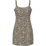 ONLY ONLLOWA Strap Button Dress In Pumice Stone Leopard