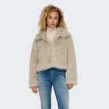 ONLY ONLMANNY Faux Fur Jacket In Pumice Stone