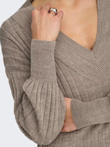 ONLY Onlnew Tessa Long Sleeve Midi Knit Dress in Beige