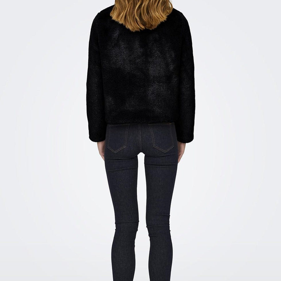 ONLY Dames Onldana Life Faux Fur Jas - Zwarte Teddy Jas Met Trendy Design, Maat L