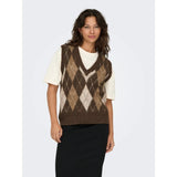 ONLY ONLNOEME Knitted Vest In Chestnut