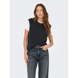 ONLY ONLPARIS Slit Vest Knit In Dark Grey Melange