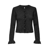 ONLY ONLRIMA Frill Button Knit Cardigan In Black
