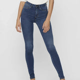 ONLY Onlroyal High Waisted Skinny Fit Jeans Leg 30 in Dark Blue Denim