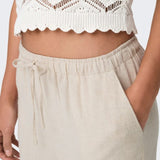 ONLY ONLSIESTA Straight Fit Linen Trousers In Moonbeam