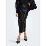 ONLY ONLVERONA Faux Leather Long Skirt In Black