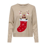 ONLY ONLXMAS Christmas Sock Jumper In Beige