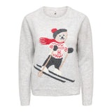 ONLY ONLXMAS Snowbear Jumper In Light Grey