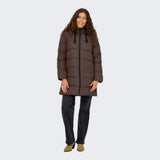 ONLY Puffer Hood Coat In Chocolate Brown