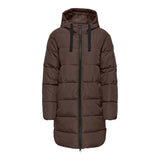 ONLY Puffer Hood Coat In Chocolate Brown