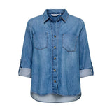 ONLY YASMIN Basic Denim Shirt In Medium Blue