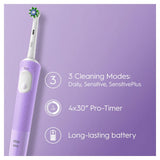 Oral-B Vitality Pro Cross Action Electric Rechargeable Toothbrush in Lilac