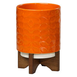 Orla Kiely Ceramic Plant Pot With Stand, Sixties Poppy