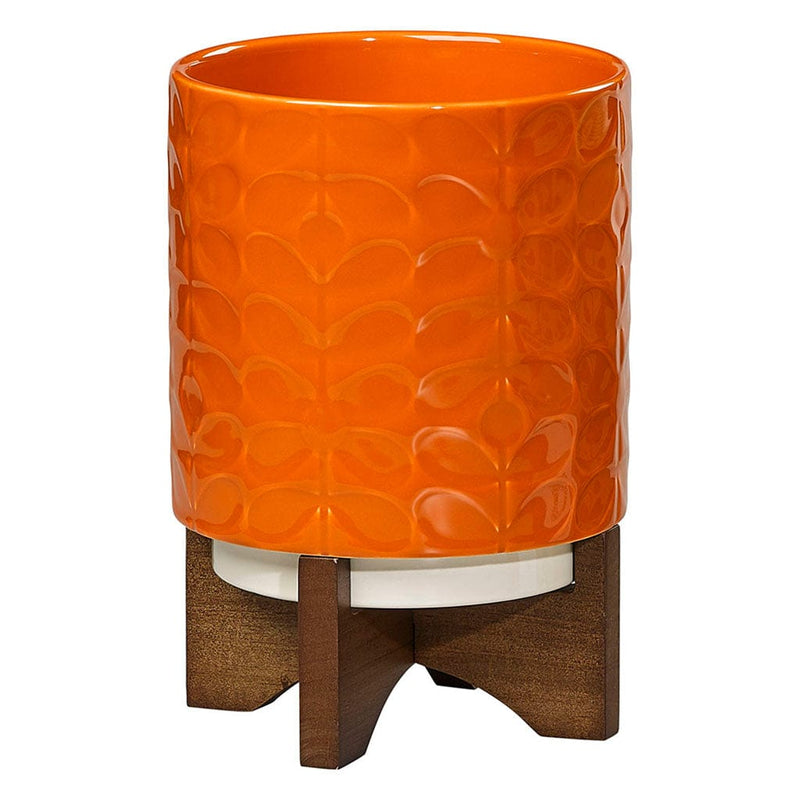 Orla Kiely Ceramic Plant Pot With Stand, Sixties Poppy