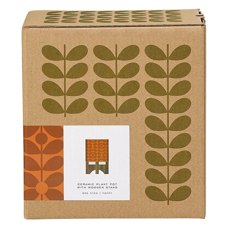 Orla Kiely Ceramic Plant Pot With Stand, Sixties Poppy
