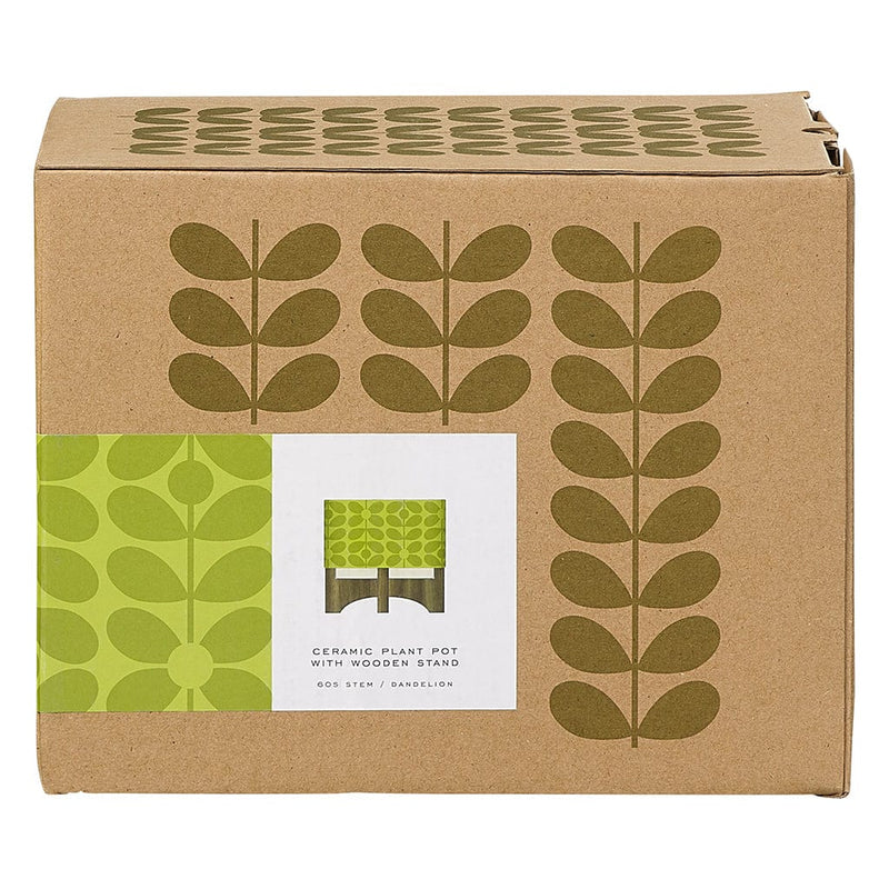 Orla Kiely Ceramic Plant Pot With Stand, Sixties Stem Dandelion