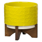 Orla Kiely Ceramic Plant Pot With Stand, Sixties Stem Dandelion