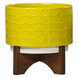 Orla Kiely Ceramic Plant Pot With Stand, Sixties Stem Dandelion
