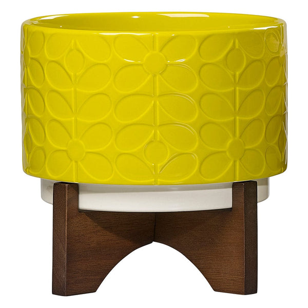 Orla Kiely Ceramic Plant Pot With Stand, Sixties Stem Dandelion