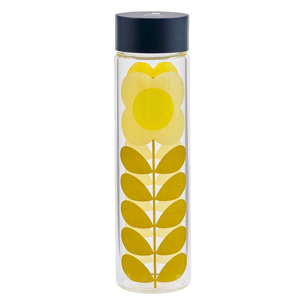 Orla Kiely Daisy Stem Glass Water Bottle, 525ml