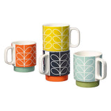 Orla Kiely Stacking Mug Linear Stem, Set Of 4