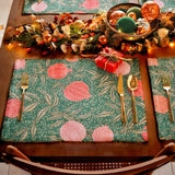 Paoletti Pomegranate Set of 4 Christmas Festive Placemats Green