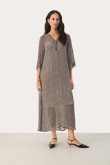 Part Two BeritPW Midi Dress in Black Zig Zag Print