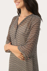 Part Two BeritPW Midi Dress in Black Zig Zag Print
